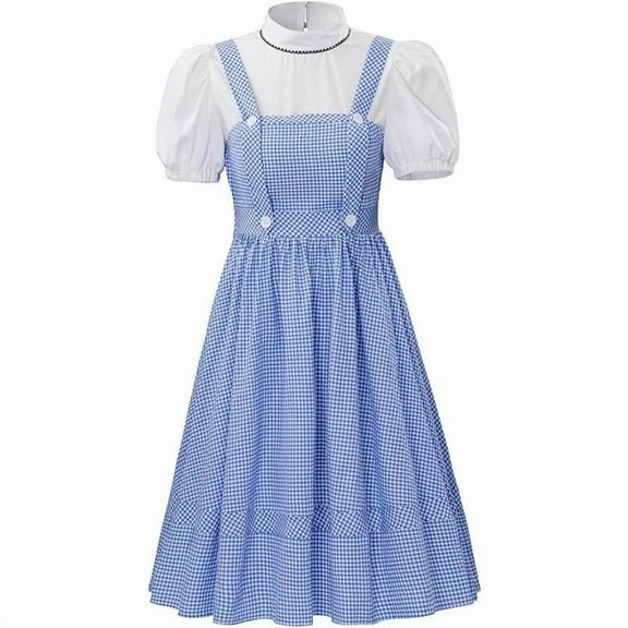 Dorothy Style Blue Plaid Dress Suit Fairytale Outfit for Adult Women