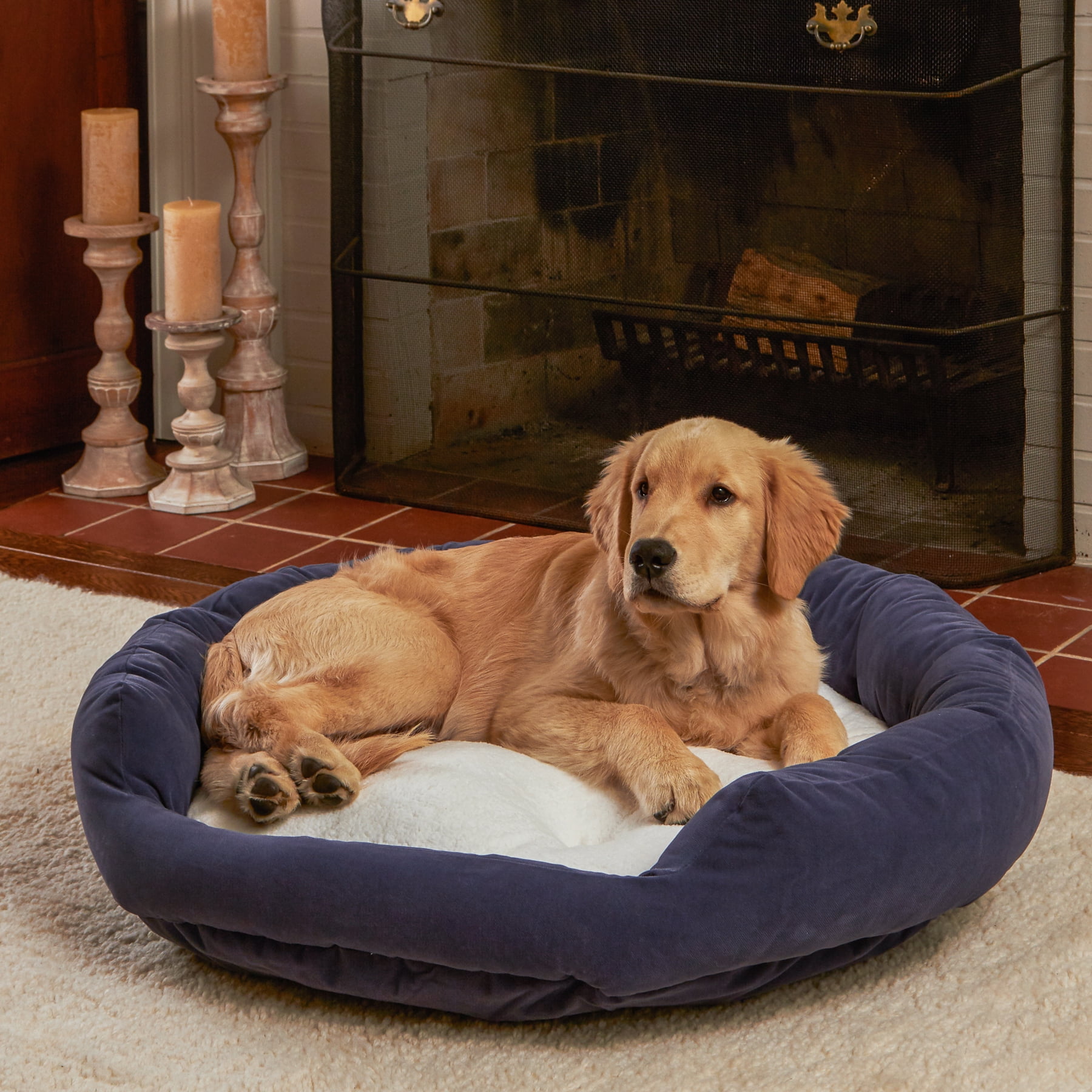 Happy Hounds Murphy Deluxe Donut Dog Bed, Denim, Medium (32 x 32 in.)