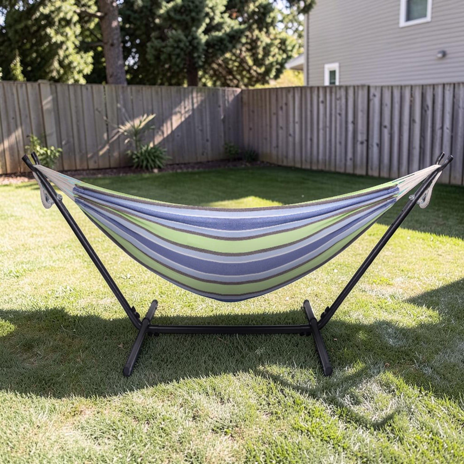 Tcbosik Hammock with Stand for Outside, Portable Space Saving Heavy-Duty Metal Stand for Indoor Outdoor Patio Yard, Easy Assembly, Green