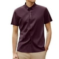 thumbnail image 1 of Men's Business Casual Tee Shirt Solid Color Short Sleeve Button Down Wear Smooth Comfortable Top, 1 of 5