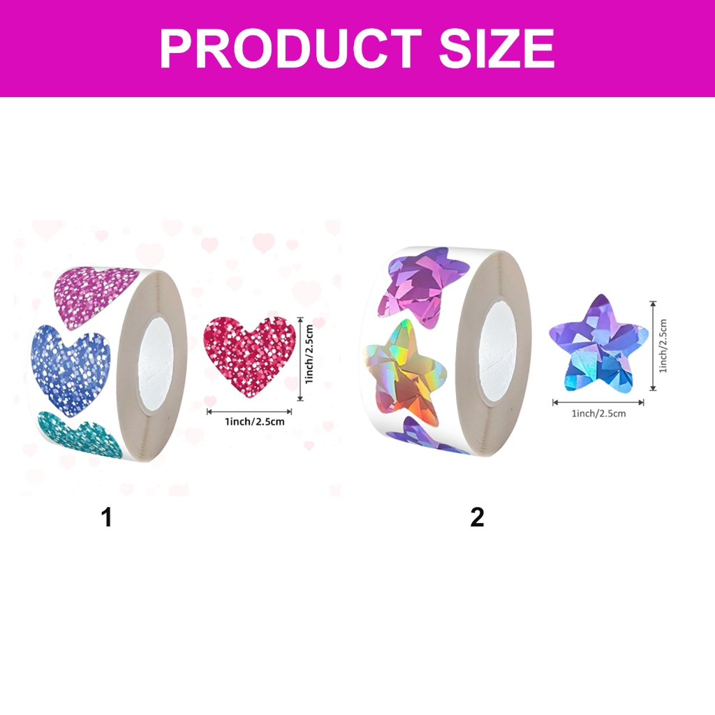 5000Pcs Colorful Heart/Star Sticker for Scrapbooking Journal Notebook Packaging