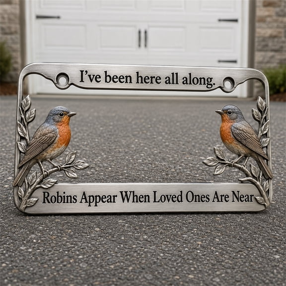 Fmbmuo Red Bird License Plate Frame, Decorative Metal Car Tag Holder with Bird Art, Rustproof Aluminum License Plate Cover for Men Women Car Accessories