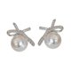 thumbnail image 4 of Pendientes de lazo para mujer, pendientes de lazo con diamantes de imitación, accesorios delicados y modernos, pendientes de lazo de perlas para , Plata, 4 of 9