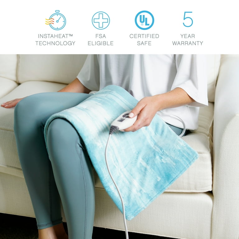 Pure Enrichment PureRelief Luxe Micromink Electric Heating Pad (12”x24”), 6  InstaHeat Settings, Ultra-Soft, Machine-Washable, Auto Shut-Off - For  Temporary Pain Relief (Aqua Paint Designer Print) - Walmart.com