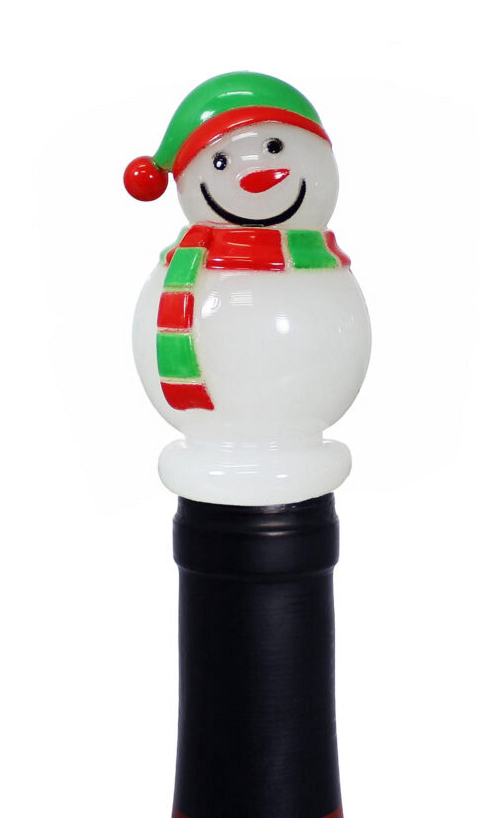 Prodyne Set of 3 Christmas Holiday Acrylic Bottle Stoppers with Stand, Santa Claus, Christmas Tree, Snowman