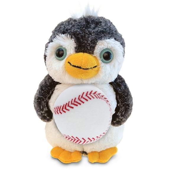 DolliBu Penguin Stuffed Animal with Baseball Plush - Soft Huggable Penguin, Adorable Playtime Plush Toy, Cute Wildlife Gift, Super Soft Plush Doll Animal Toy for Kids and Adults - 8 Inches