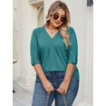 thumbnail image 3 of Blusa tipo túnica Kancystore con cuello en V y manga 3/4, azul claro, XXXL, 3 of 5