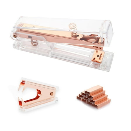Rose Gold Acrylic Stapler 25-Sheet Capacity with 1000 Staples