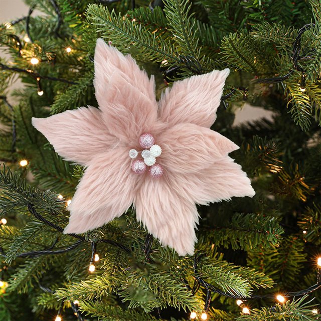 Xihbxyly Guirnalda de Flores Navideñas, Suave Felpa, Colores Vibrantes para Alegrar Las Fiestas, Decoración Versátil para Árboles, Mesas, Oficinas y Hoteles. Tamaño: 30 X 28 X 3 Cm. Juego de 1 Unidad