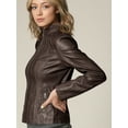thumbnail image 5 of Made by Johnny Women's Panelled Faux Leather Moto Jacket M COFFEE, 5 of 6