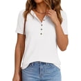 thumbnail image 5 of PRETTYGARDEN Waffle Knit Tops for Women Short Sleeve Henley Shirts Summer Blouses Dressy Casual Spring Fashion Clothes, 5 of 10