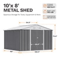 thumbnail image 6 of Vyrox 10x8 FT Metal Outdoor Storage Shed, Steel Garden Tool Shed, All-Weather with Lockable Doors & Sloping Roof for Bike, Trash Can, Lawn Mowers, Backyard, Gray, 6 of 7