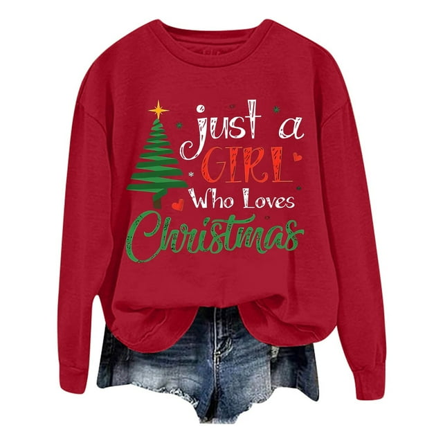 WEAIXIMIUNG Sweat à Capuche pour Femmes, Mode de Noël, Imprimé Arbre de Noël, Manches Longues, Col Rond