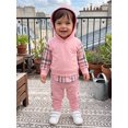 thumbnail image 5 of RUINIXCW Toddler Girl Sweat Outfit Patchwork Plaid Long Sleeve Hoodie Joggers Set, 5 of 8