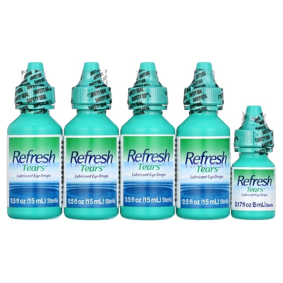Refresh Tears Lubricant Eye Drops, 4-0.5oz bottles & 1-0.17oz. bottles