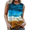 thumbnail image 2 of Summer Saving Usmisi Tank Tops Sunflower Print Crewneck Sleeveless T Shirts for Women Plus Size Casual Summer Racerback Vest Blouse Blue L Up to 65% off, 2 of 5