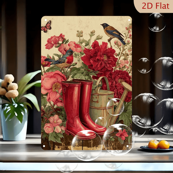 Funny Metal Sign Garden and Flowers Vintage Tin Sign Retro Sign for Home Living Room Bedroom Farmhouse Chicken Kicthen Bar Cafe Wall Decoration Gift 8x12Inch