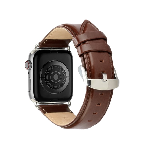 For Apple Watch Size 38/40/41mm Genuine Leather Replacement Band Strap Hybrid Wristbands Design Silver Buckle for iWatch Series 7/SE/6/5/4/3/2/18 [Classic Brown]