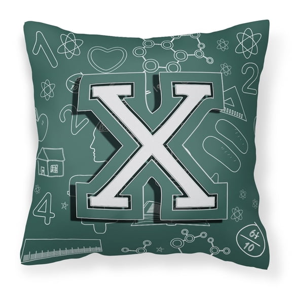 Carolines Treasures CJ2010-XPW1414 Letter X Back to School Initial Canvas Fabric Decorative Pillow  14Hx14W multicolor