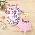 thumbnail image 2 of Mercatoo Baby Girl Romper New𝐛orn Outfits Floral Printed Romper Bodysuit Bowknot Shorts Clothes Set, 2 of 8