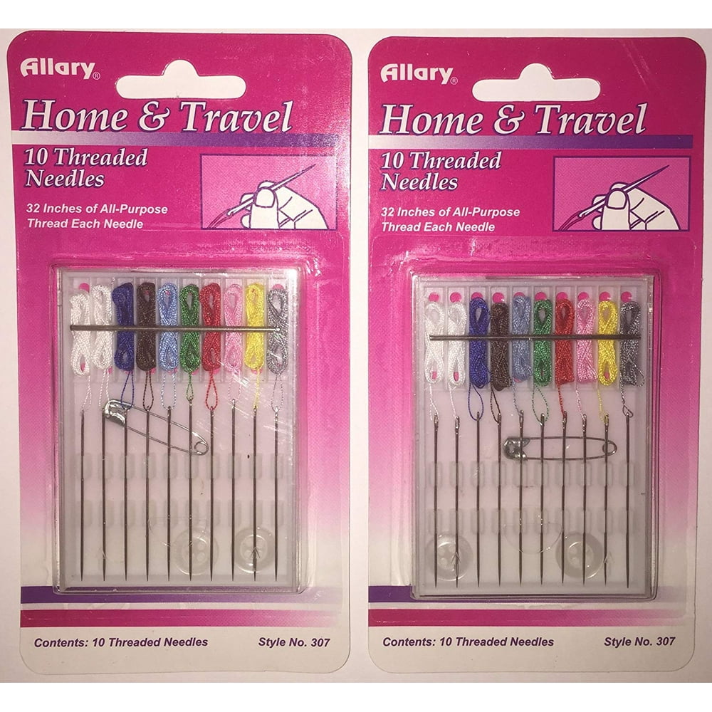 2pk Allary DG307 Threaded Needles, 10 Threaded Needles with 32 Inch Thread each