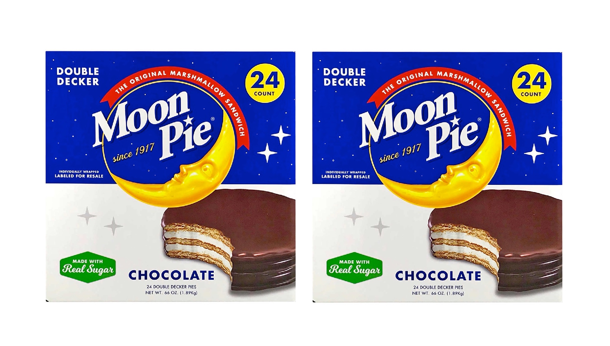 Chattanooga Moon Pie Double Decker Pies, Chocolate, 2.75 oz, 24 ct 2PK