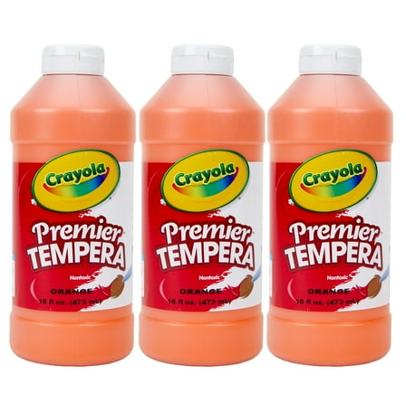 Crayola Premier Tempera Paint, 16 oz, Orange, Pack of 3