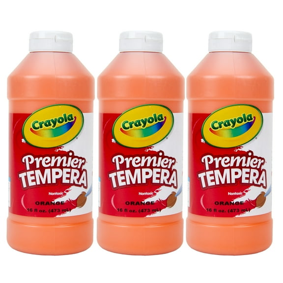 Crayola Premier Tempera Paint, 16 oz, Orange, Pack of 3