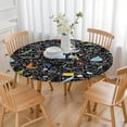 thumbnail image 3 of Math Equations Colorful Doodles Black Pattern Round Fitted Tablecloth with Elastic Edge,Dining Table Cover Waterproof,Outdoor Round Tablecloth for Camping,Dining,Indoor and Outdoor, 3 of 7