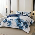 thumbnail image 4 of Koniroom 3 Pieces Blue and White Floral Comforter Set King Size, Flower Bedding with Watercolor Flowers Pattern for Women, Reversible All Season Comforter with 2 Pillow Shams, 4 of 7