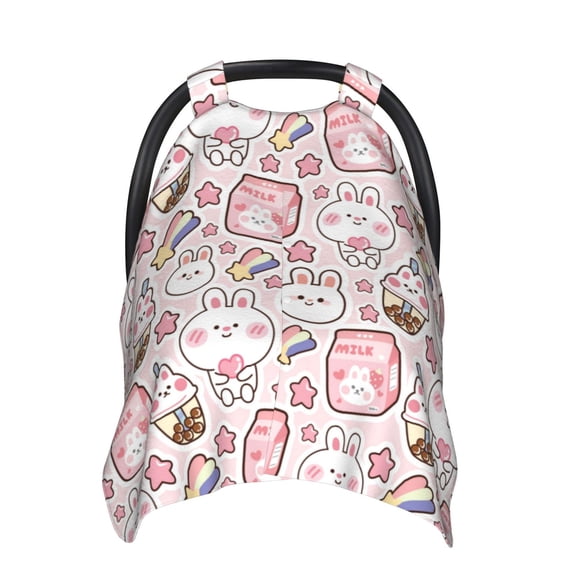 Naloa Cute Rabbit Baby Car Seat Cover, Breathable Baby Carrier Cover, Multiuse Baby Carrier Cover & Nursing Breastfeeding Cover