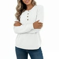 thumbnail image 3 of UAMVSH Womens Henley Sweaters Soft Long Sleeve Knit Pullover Dressy Casual Button Crewneck Jumper Tops Fashion Clothing, 3 of 4