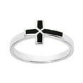 thumbnail image 2 of Unisex Sideways Cross Black Onyx Inlay Sterling Silver Ring for Female Anniversary Size-7, 2 of 5