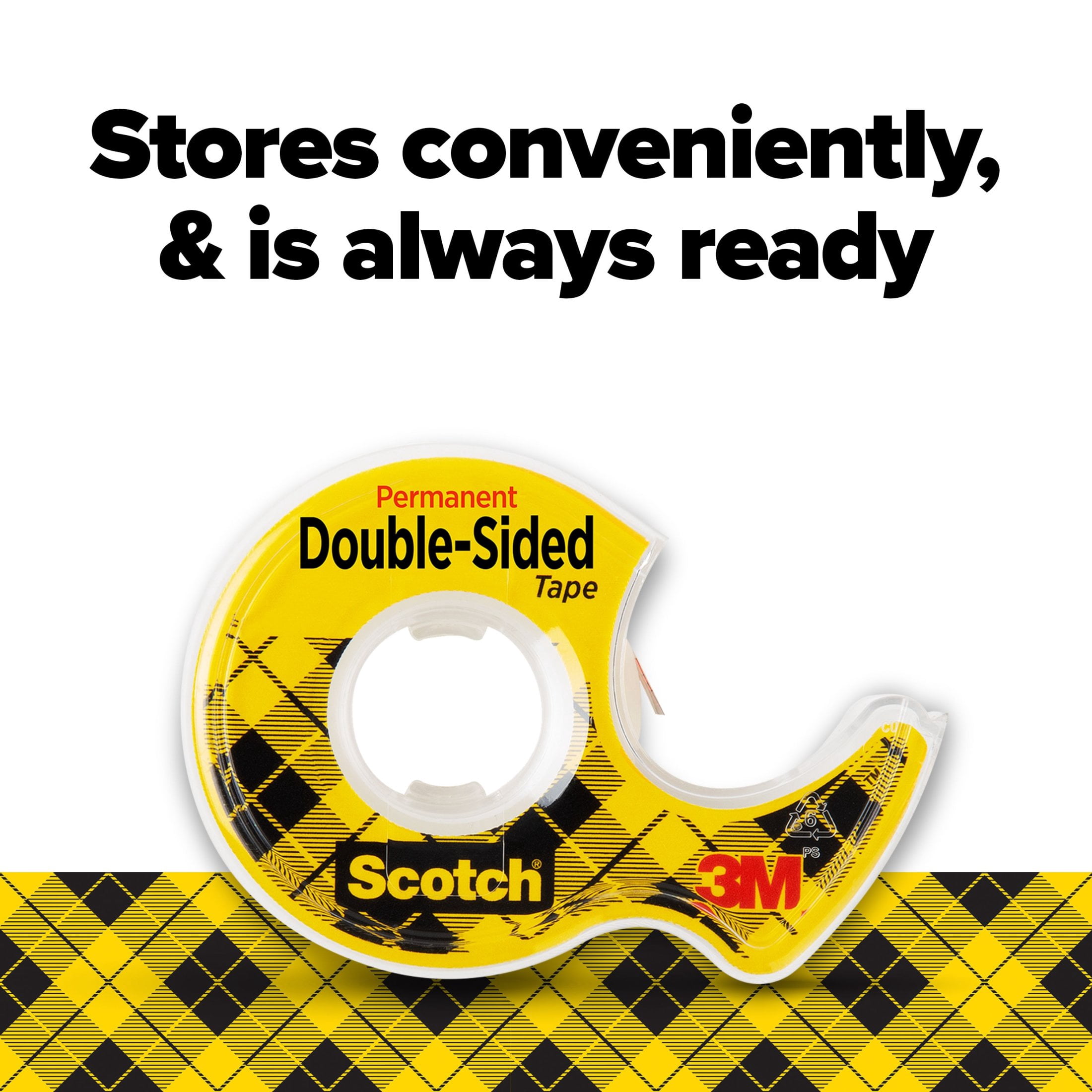 (3 pack) Scotch Double Sided Permanent Tape Dispenser,  0.5 in. x 400 in., 1 Dispenser