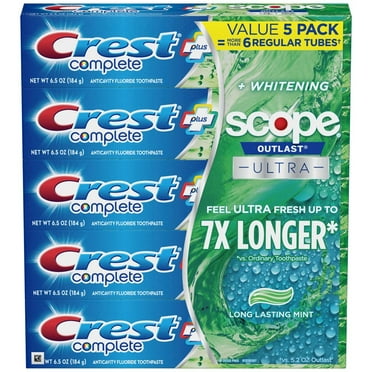 Crest Complete Whitening   Scope Toothpaste  Fresh Flavors( 6.5 oz., 5 Pk.)