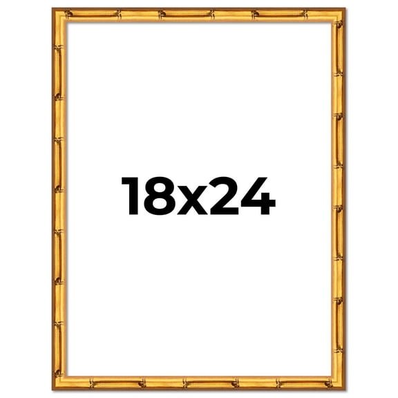 18x24 Frame Gold Bamboo Solid Wood Picture Frame | 0.75 Inch Moulding Width | Interior Frame Depth