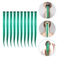 thumbnail image 5 of 10 piezas Extensiones de cabello de color verde Postizo para mujer Extensiones de cabello decorativas Extensiones de cabello para niña con pinzas para el cabello (recto), 5 of 5