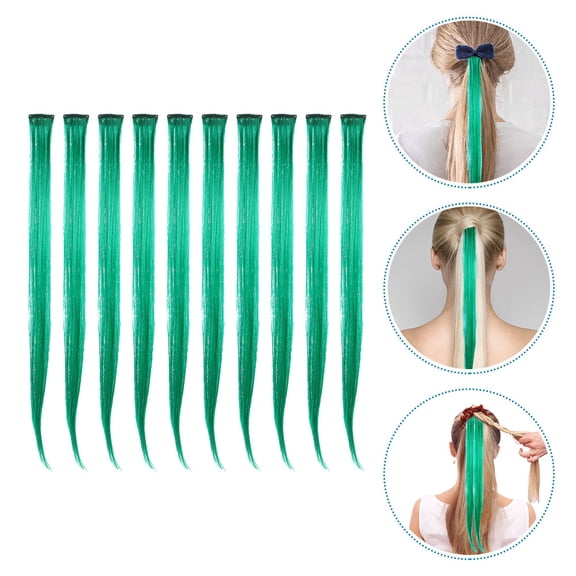 LOLIPPYY 10 Pcs Green Hair Accessories For Short Hair High Temperature Silk Hair Extensions Daily Use