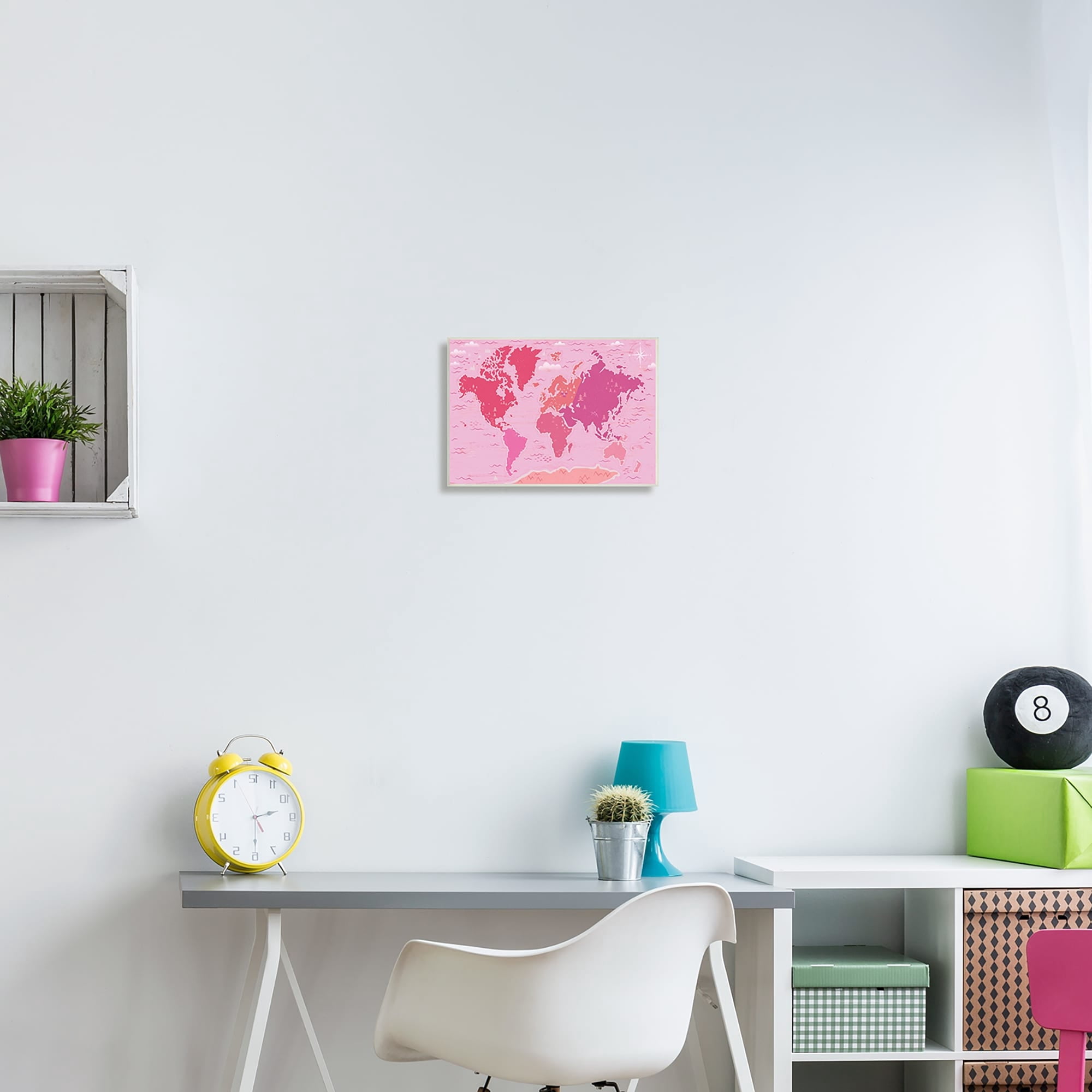 Stupell Industries Pink Tones World Map Atlas Countries Education Graphic Art Unframed Art Print Wall Art, Design by Arrolynn Weiderhold