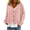 thumbnail image 2 of Zedker Women's Button Up Christmas Cardigans Long Sleeve V Neck Winter Funny Graphic Xmas Outerwear,Plus Size Pink XL, 2 of 5