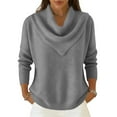 thumbnail image 5 of Cozy Sweaters for Women Knit Fall Winter Clothes Casual Loose Pullover Fashion Cowl Neck Long Sleeve Trendy Tops Gray S, 5 of 5