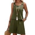 thumbnail image 2 of Short Two Piece Sets for Women Summer Casual Solid Sleeveless Crewneck Camisole Tank Top and Shorts 2 Piece Matching Set, 2 of 5