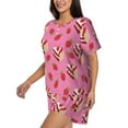 thumbnail image 2 of Fotbe Strawberry Cake Print Pajama Set for Women 2 Piece Loungewear Short Sleeve Tops and Shorts Set Soft Sleepwear-Medium, 2 of 7
