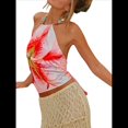 thumbnail image 2 of Top Corto Sin Mangas con Cuello Halter Y2K para Mujer, Estampado Floral, Espalda Abierta, Estilo Urbano de Verano Rosa XL, 2 of 10