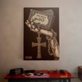 thumbnail image 3 of 1pc Gothic - themed Canvas Wall Art Depicting a Skeletal Hand Holding an Old - styled Book with "PooQ" and a Large Ornate Cross, framed Decor room hanging Wall Picture Decor for Home Gifts,, 3 of 7