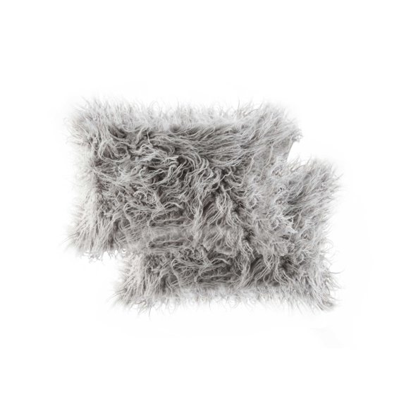 HomeRoots 317295 12 x 20 in. Sheepskin Fur Pillow, Sage Grey - Pack of 2
