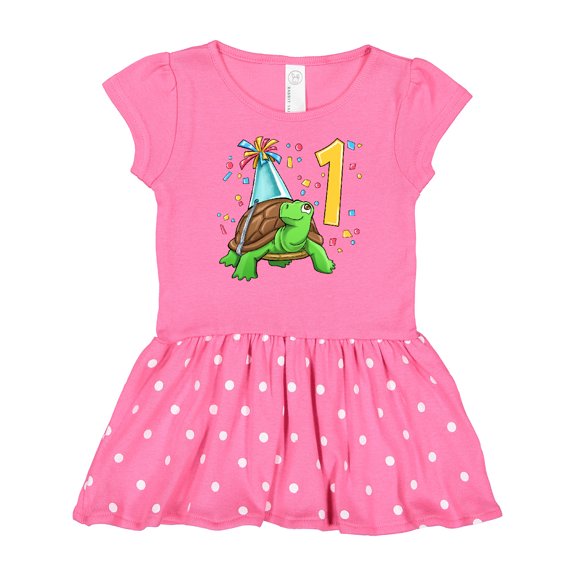 Inktastic 1st Birthday Cute Turtle in Party Hat with Confetti Gift Baby Girl Dress