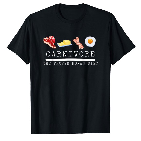 AALJY Carnivore le Bon Régime Humain Beurre de Bœuf Bacon Oeufs T-Shirt