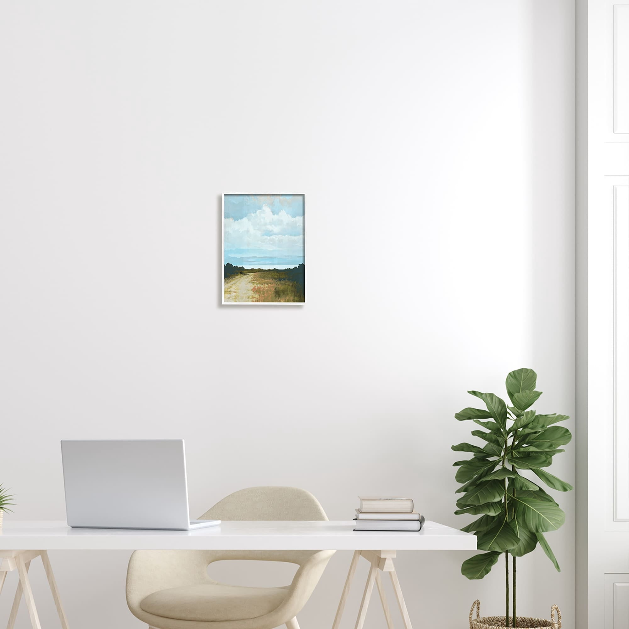 Stupell Industries Atmospheric Blue Clouds Over Rural Country Path Painting White Framed Art Print Wall Art, Design by Cloverfield & Co.