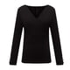 thumbnail image 4 of Moda para mujer Sexy Casual Sólido Cuello en V Tejido diario Camisa de vacaciones Blusa Tops Pompotops gfhjh23055, 4 of 5
